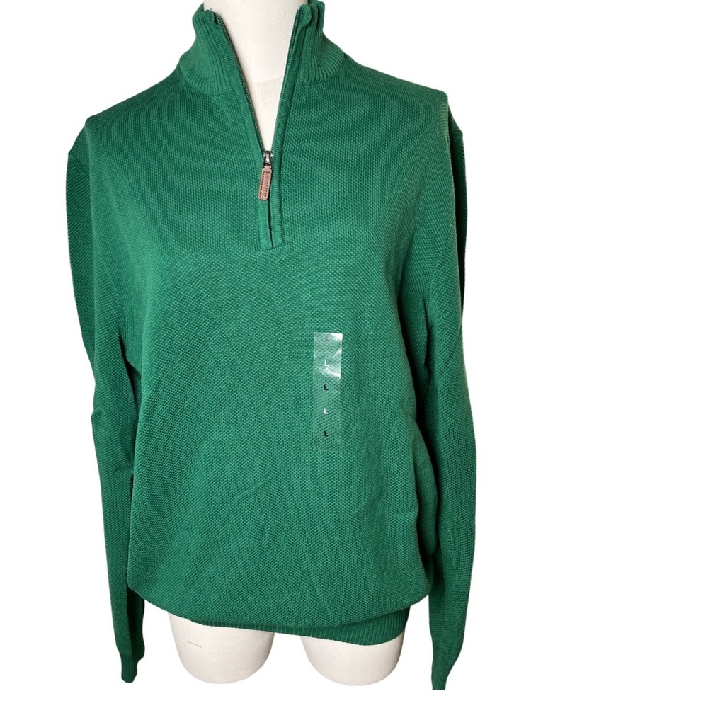 Heritage Cotton Quarter Zip Sweater Green Club Room‎ Mens Large